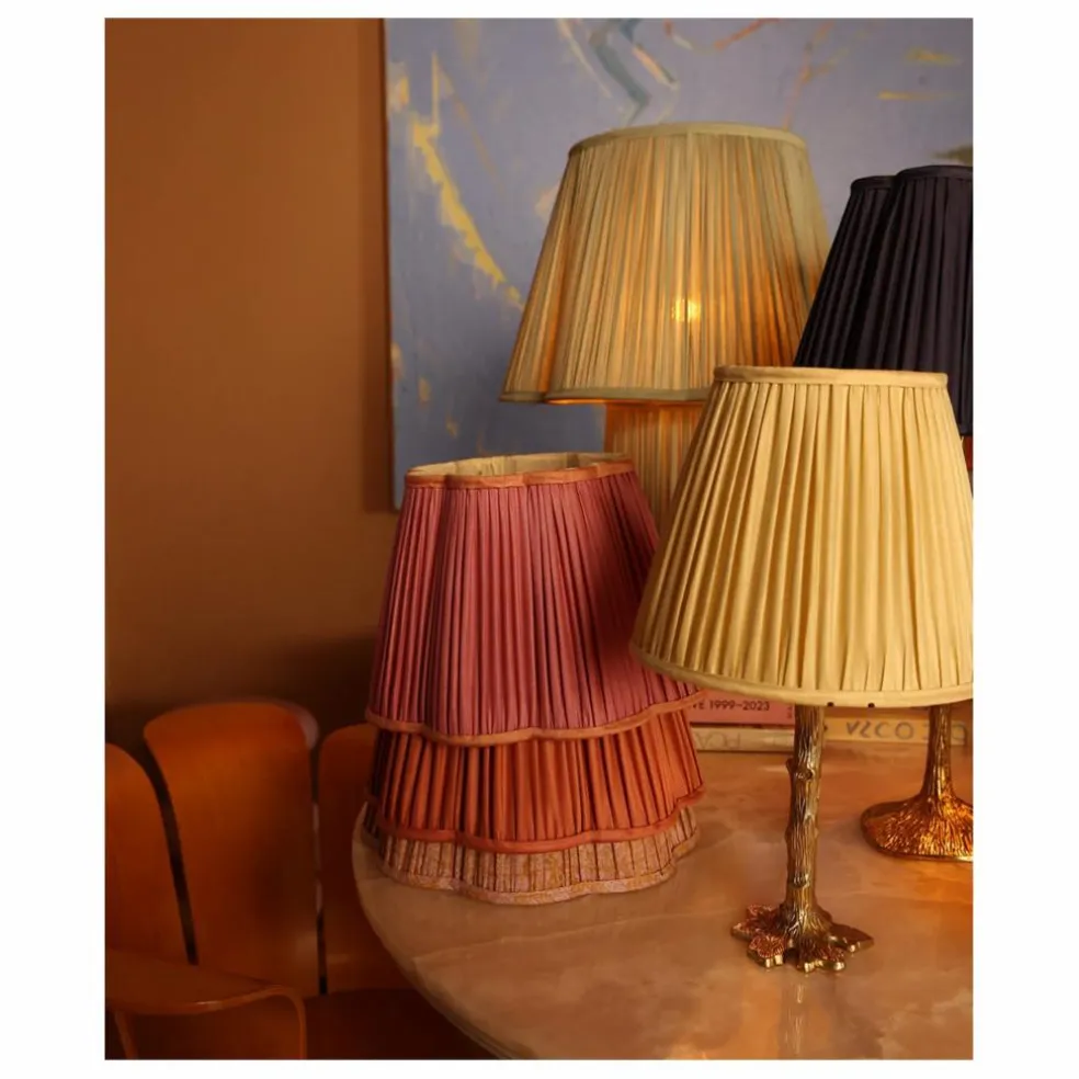 Abat-jour en soie Diya | Rose fuschia