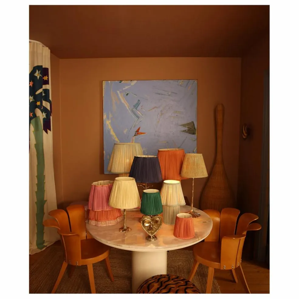 Abat-jour en soie Diya | Rose fuschia