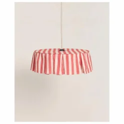 Abat-jour Vibes rayé en voile de coton bio | Rouge