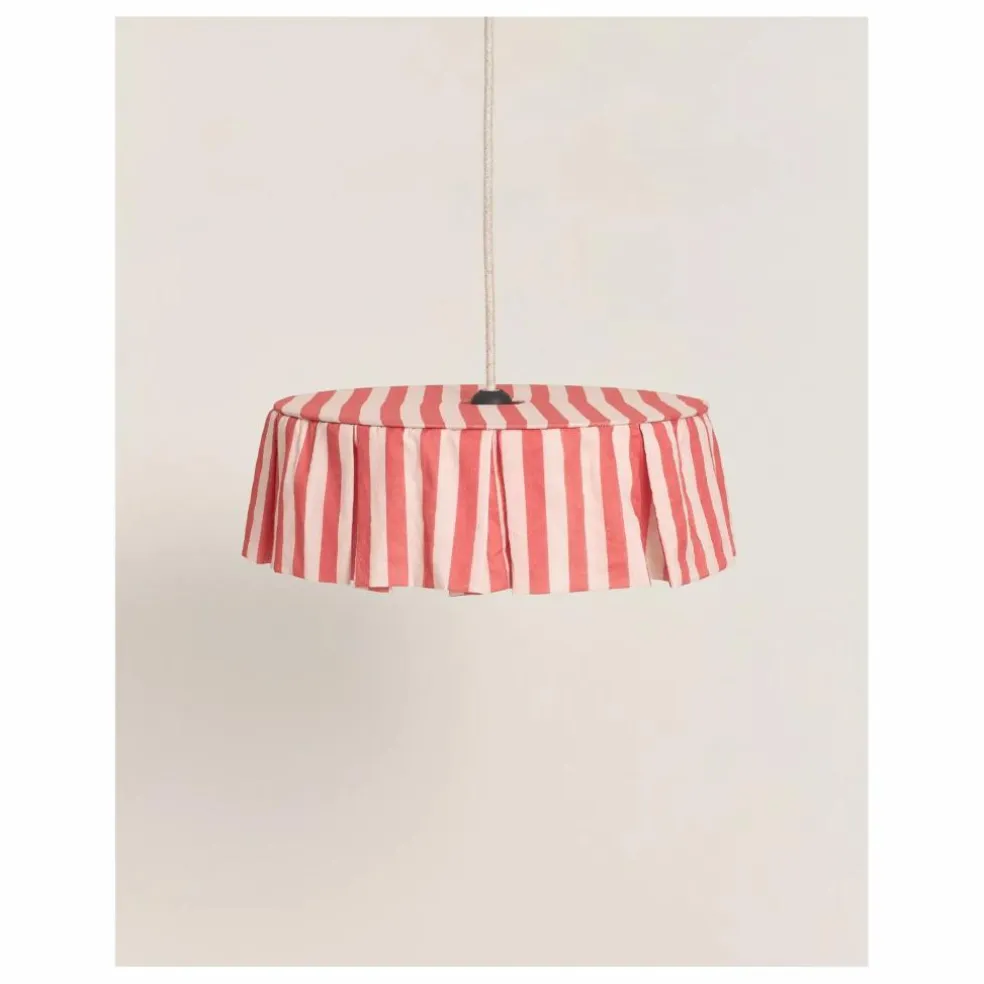 Abat-jour Vibes rayé en voile de coton bio | Rouge