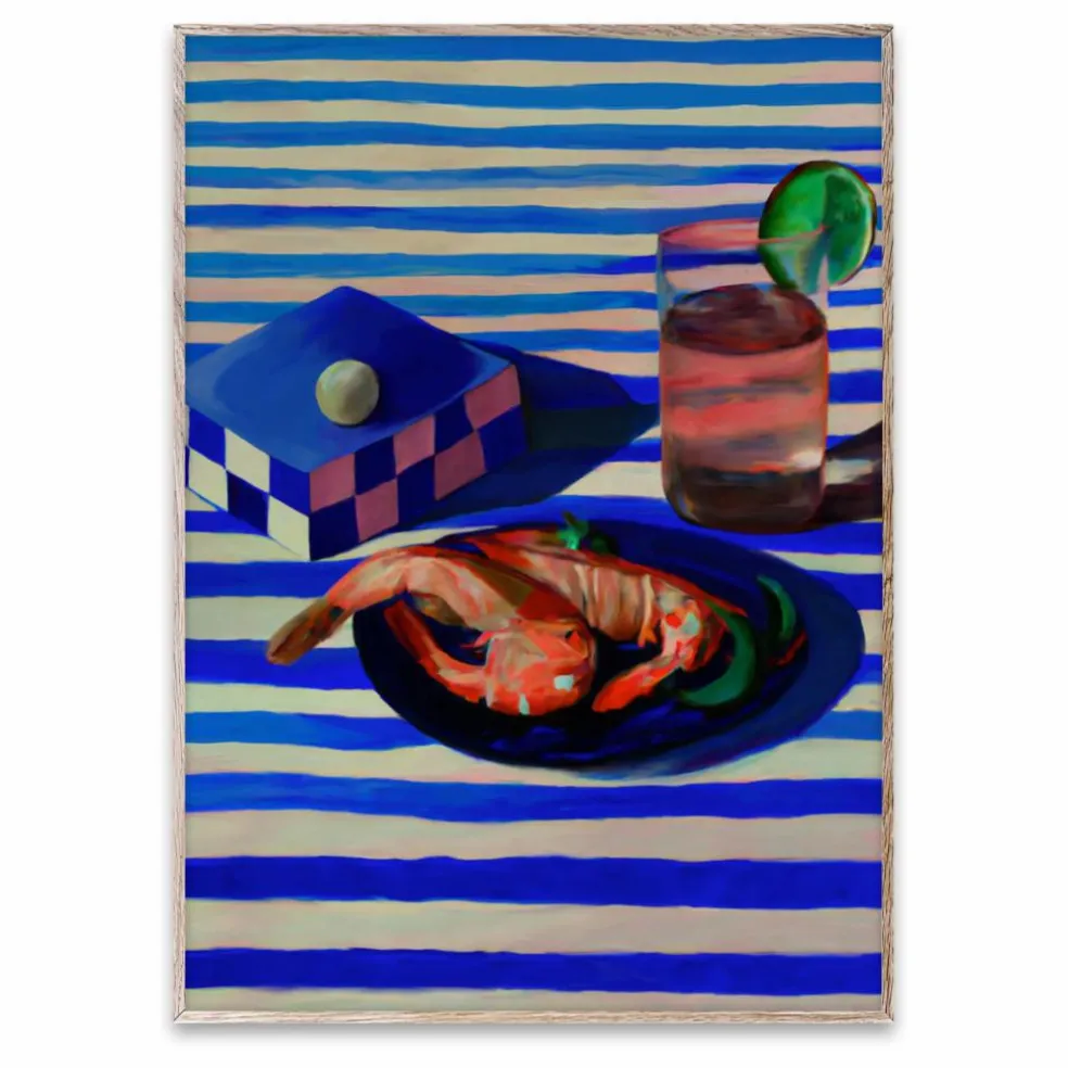 Affiche Shrimp and Stripes par Misfitting Things | Bleu
