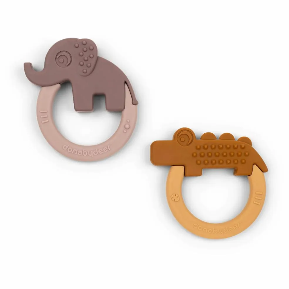 Anneau de dentition Deer - Set de 2 | Jaune moutarde