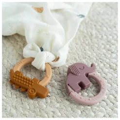 Anneau de dentition Deer - Set de 2 | Jaune moutarde