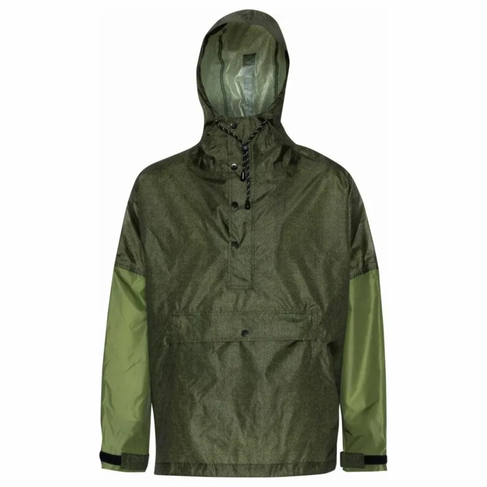 Anorak Imperméable Herringbone | Vert kaki