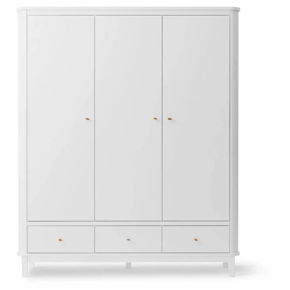 Armoire 3 portes en bouleau 204x168 cm | Blanc