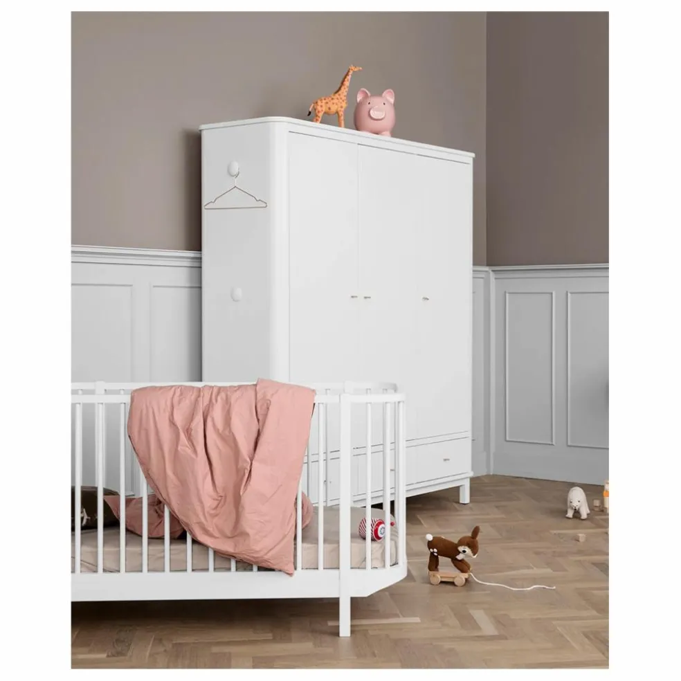 Armoire 3 portes en bouleau 204x168 cm | Blanc