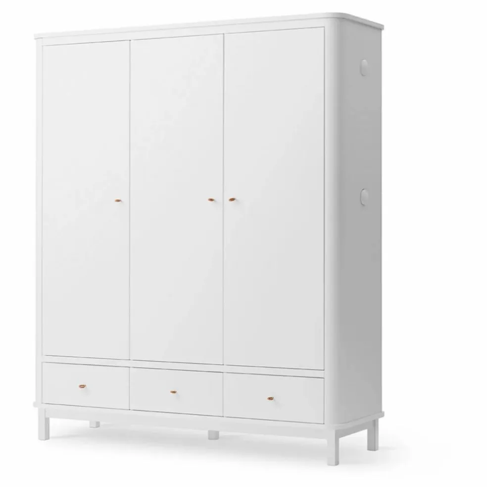 Armoire 3 portes en bouleau 204x168 cm | Blanc
