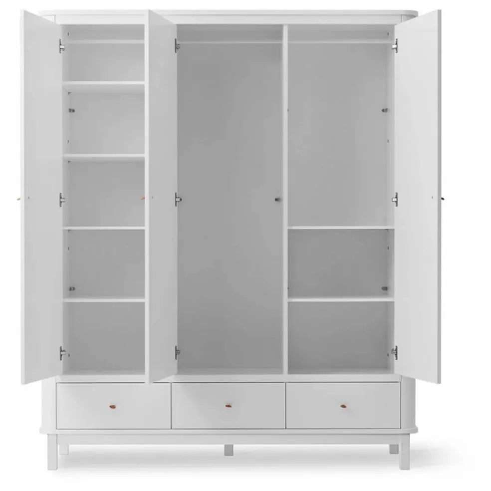 Armoire 3 portes en bouleau 204x168 cm | Blanc