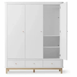 Armoire 3 portes en chêne | Blanc