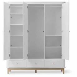 Armoire 3 portes en chêne | Blanc