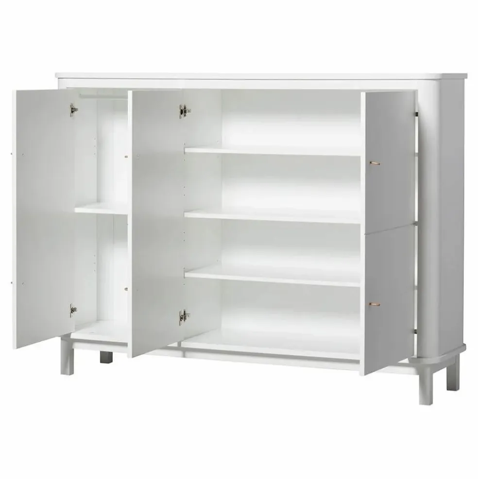 Armoire multi-rangement 3 portes en bouleau | Blanc