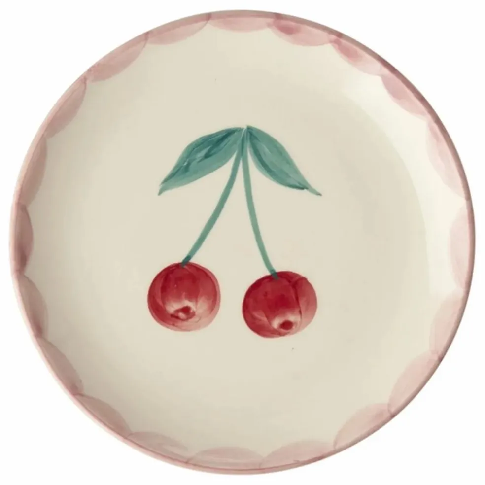 Assiette à dessert en céramique Cerise | Ecru