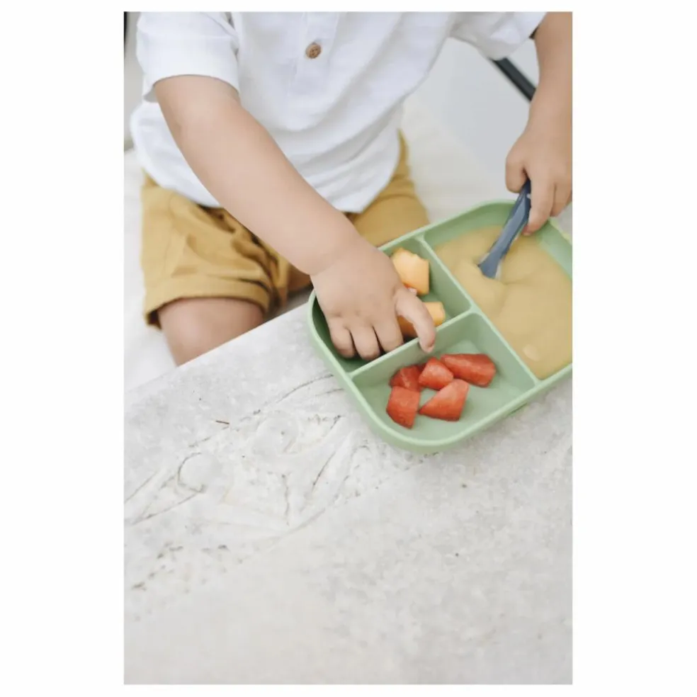 Assiette compartimentée en silicone | Sauge