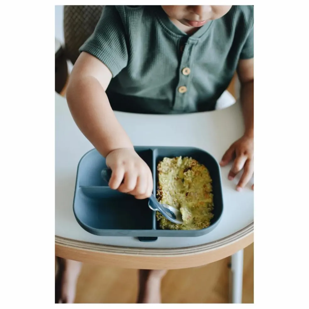 Assiette compartimentée en silicone | Gris anthracite