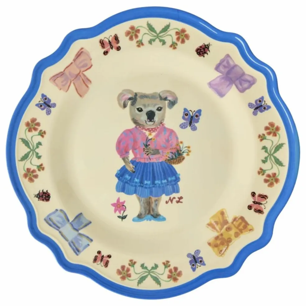 Assiette creuse en mélamine Vintage - Rice x Nathalie Lété | Bleu