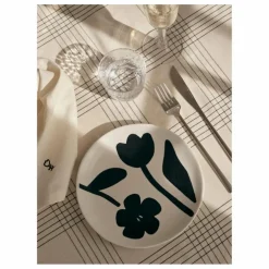Assiette en grès Flora | Noir