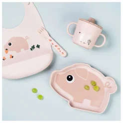 Assiette en silicone avec ventouse Pigee | Rose pâle