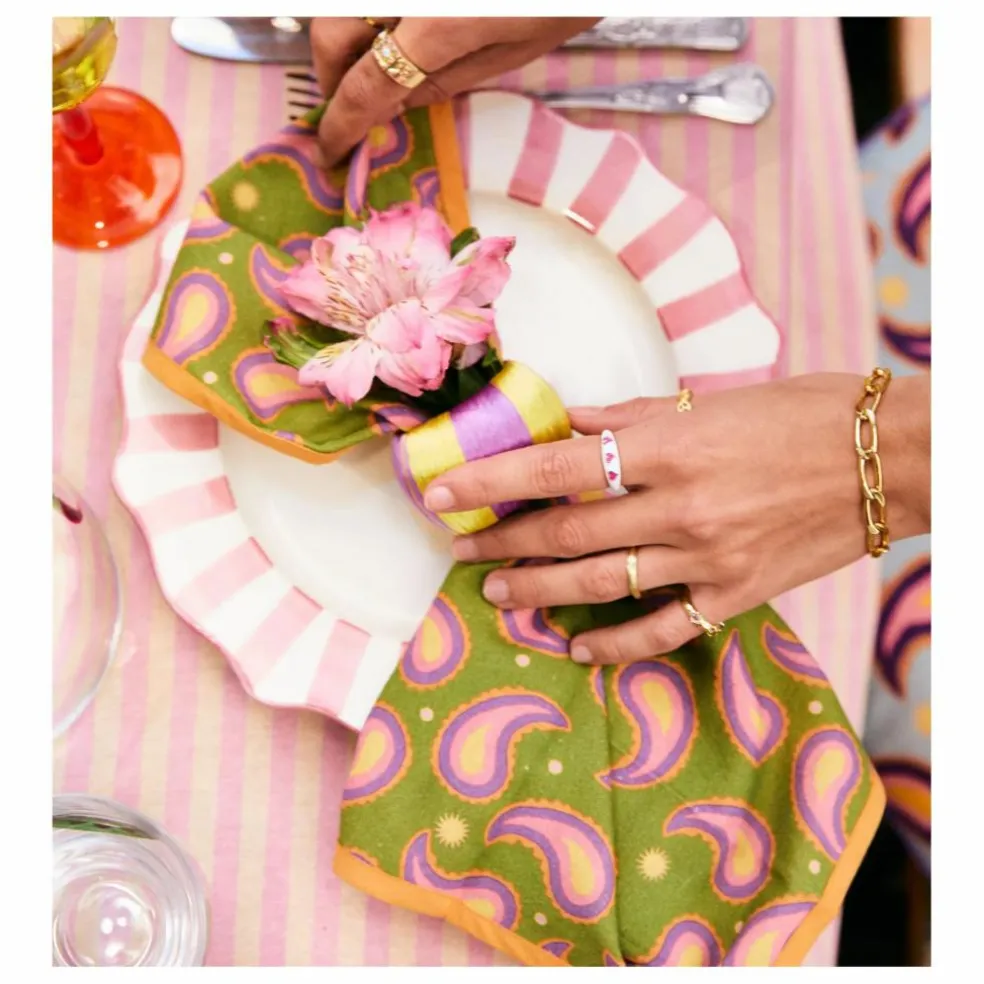 Assiette rayée - 27cm | Rose