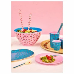 Assiette rectangulaire en mélamine Cerises | Bleu roi