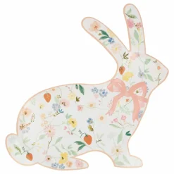 Assiettes en forme de lapin floral printanier - Set de 8 | Pastel