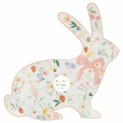 Assiettes en forme de lapin floral printanier - Set de 8 | Pastel