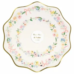Assiettes florales printanières - Set de 8 | Pastel