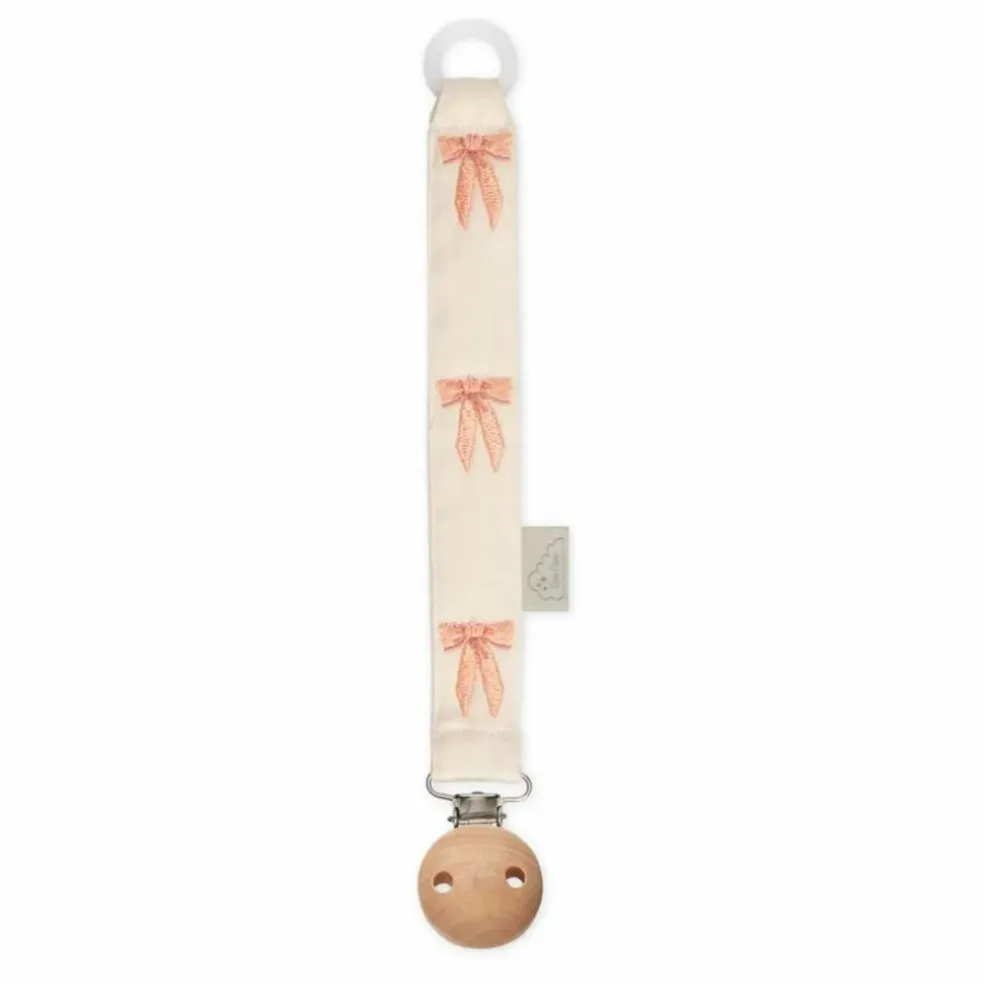 Attache-tétines brodé Bows | Rose