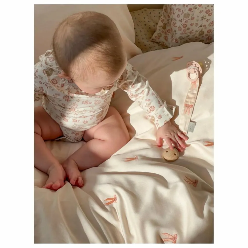 Attache-tétines brodé Bows | Rose