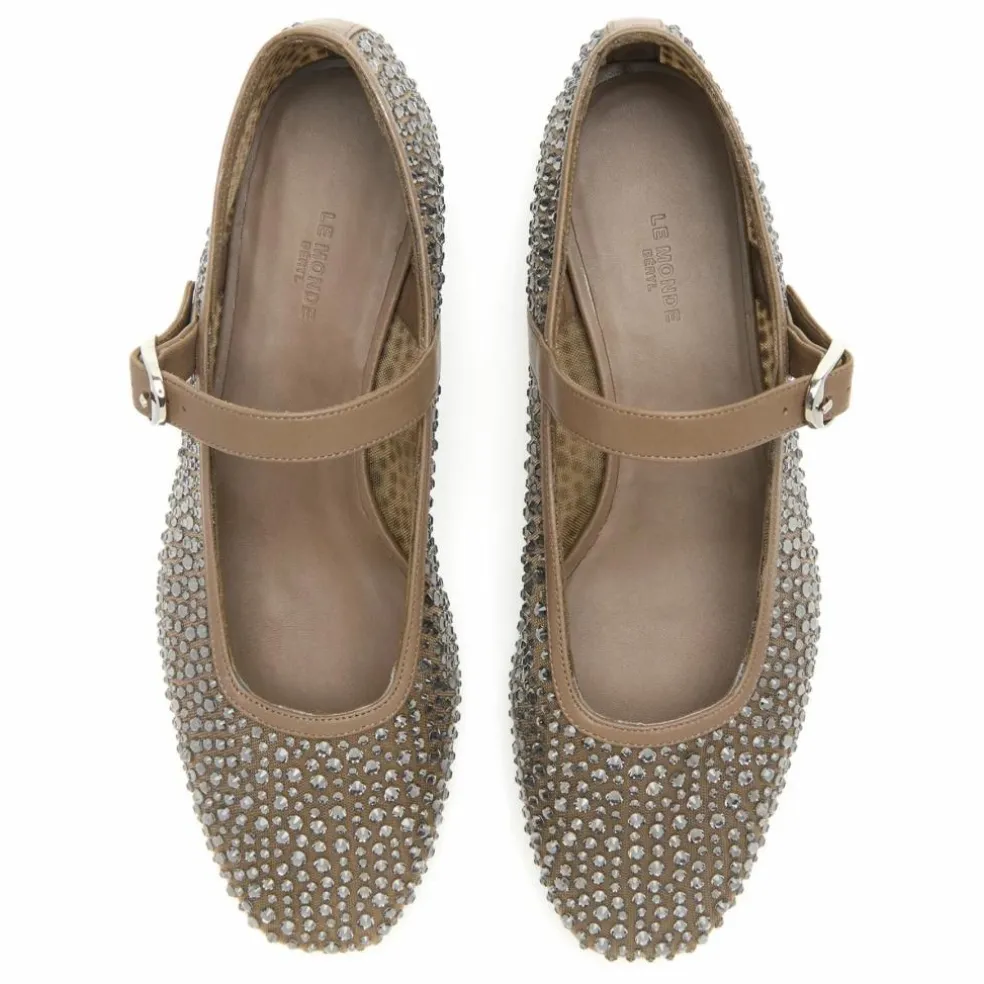 Ballerines Mary Jane Mesh et Cristals | Beige