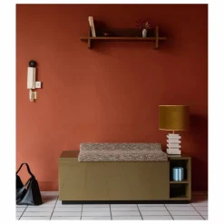 Banc coffre Cameleon en bois laqué et tissu effet tweed | Tigre