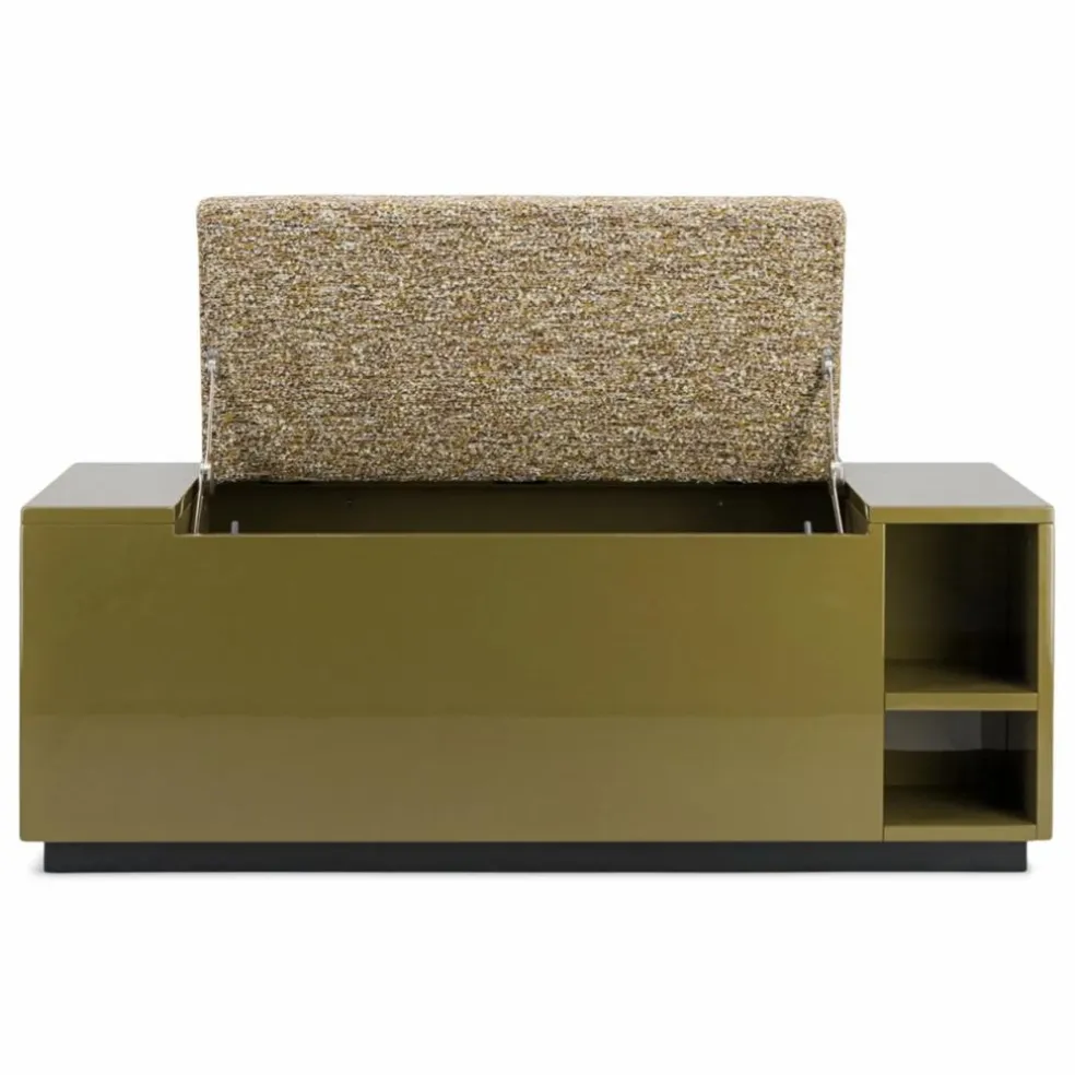 Banc coffre Cameleon en bois laqué et tissu effet tweed | Tigre