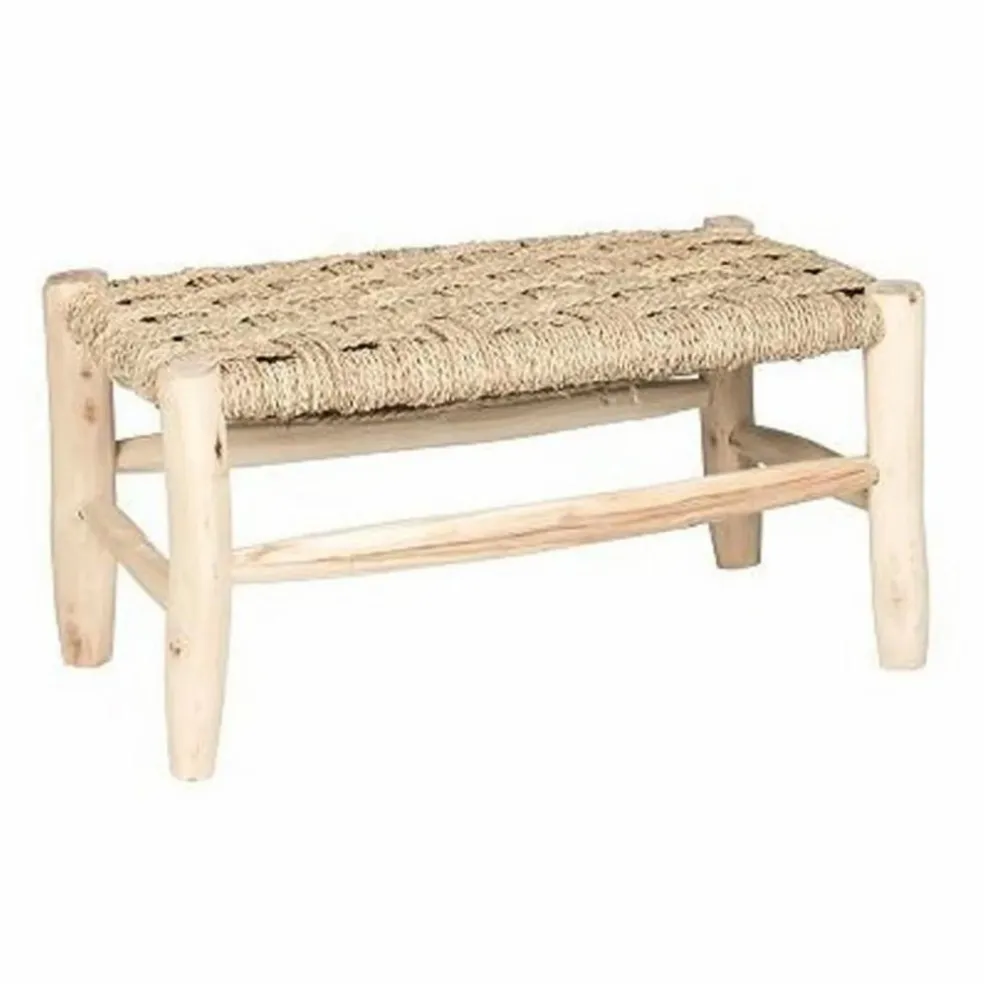 Banc en bois et feuille de palmier - L60 cm x H30 cm