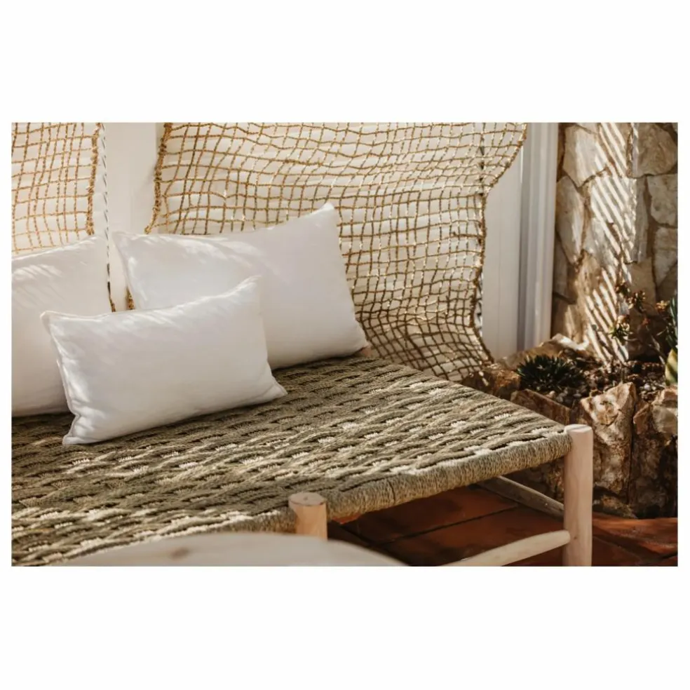 Banquette 8 pieds en bois brut et palme