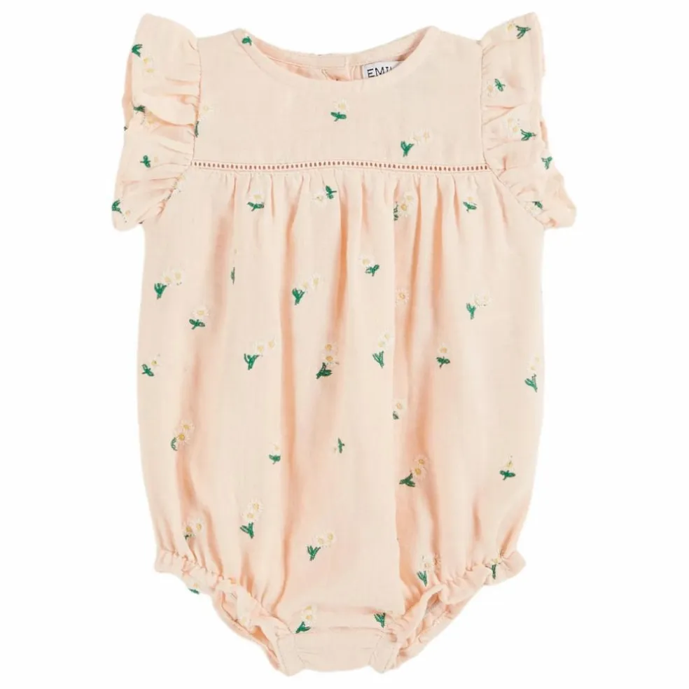 Barboteuse Brodée Fleurs | Rose pâle