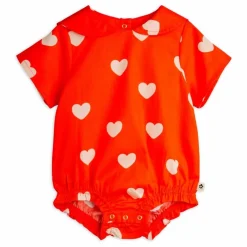 Barboteuse Cœurs Coton Bio | Rouge