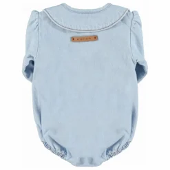 Barboteuse en Jean Col Claudine | Bleu Clair