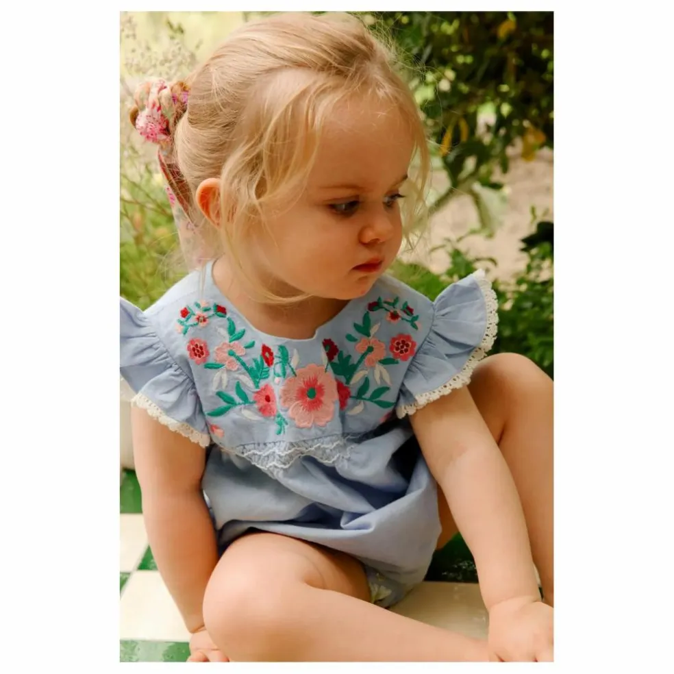 Barboteuse Nusha Coton Bio | Bleu ciel