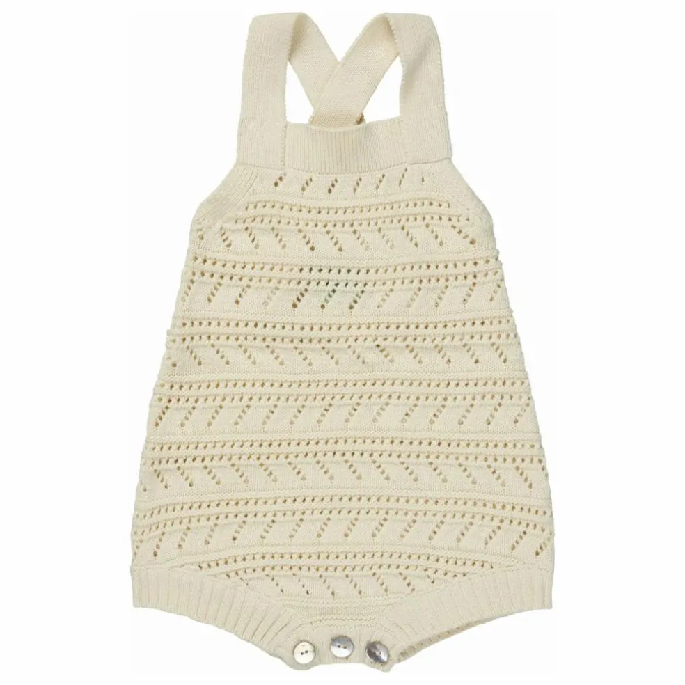 Barboteuse Pointelle Maille Fine Coton Bio | Ecru