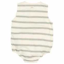 Barboteuse Rayures Coton Bio | Vert céladon