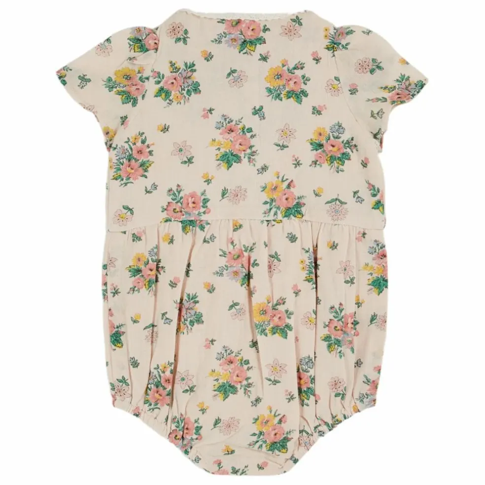 Barboteuse Smocke Printemps | Rose pêche