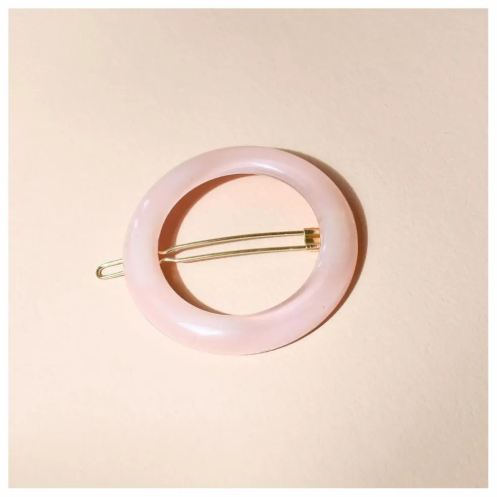 Barrette ronde Opaline | Rose