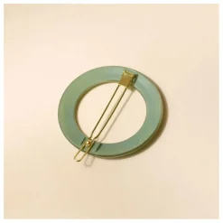 Barrette ronde Opaline | Vert d'eau