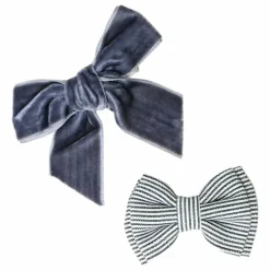 Barrettes Rayé et Velours - Set de 2 | Bleu marine