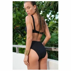 Bas de Maillot Taille Haute Typha Zébré Zébré | Noir