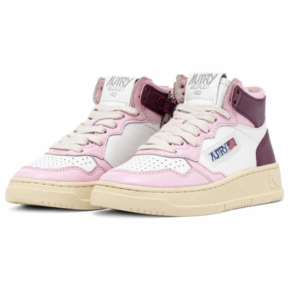 Baskets Kids Medalist Mid Cuir Bicolore | Rose