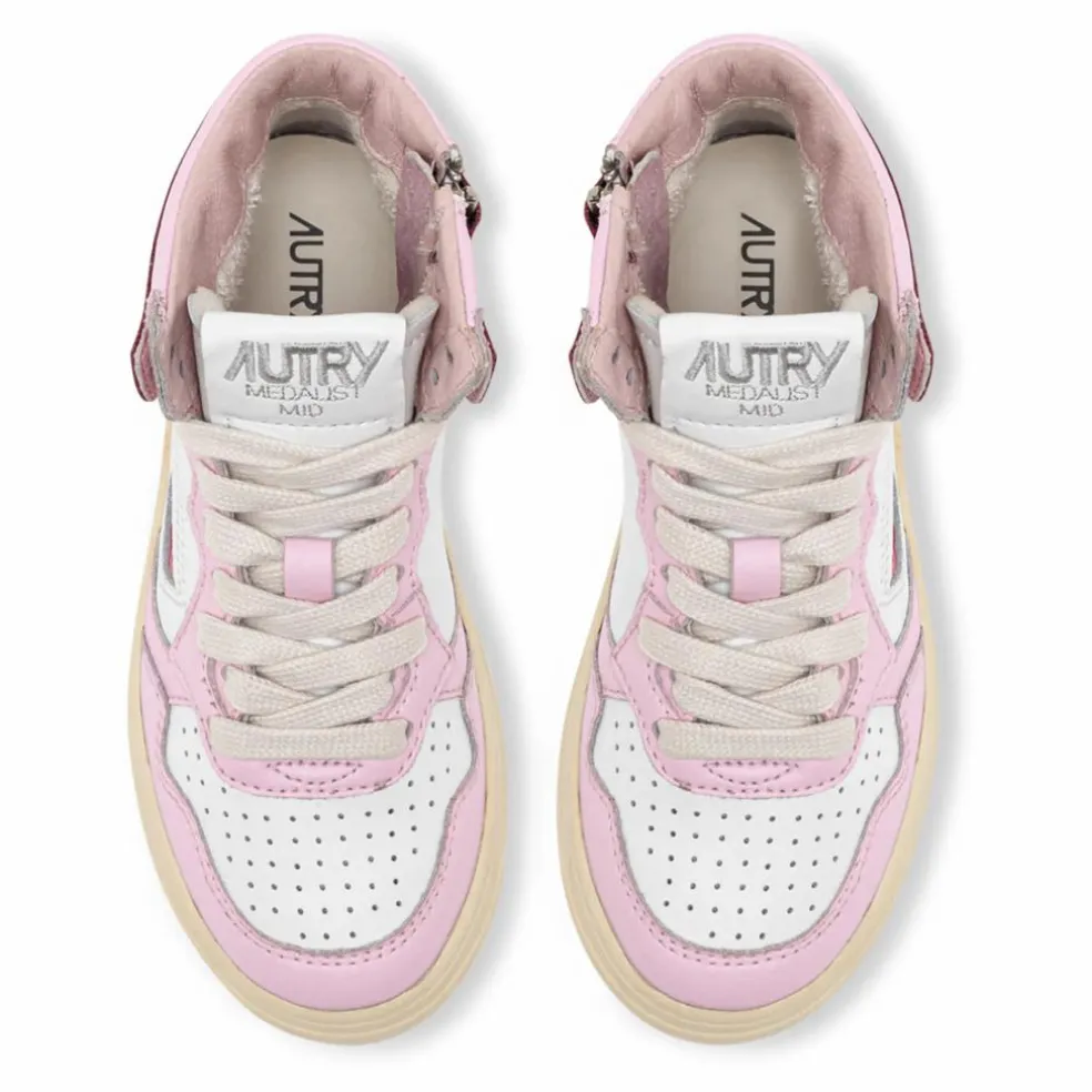 Baskets Kids Medalist Mid Cuir Bicolore | Rose