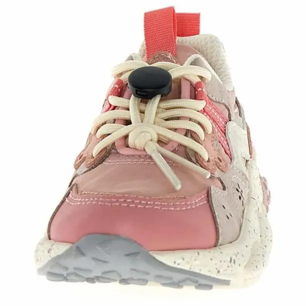 Baskets Yamano 3 Lacets Cuir Eco et Nylon | Rose