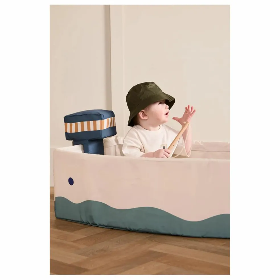 Bateau en toile avec kit de pêche | Ecru