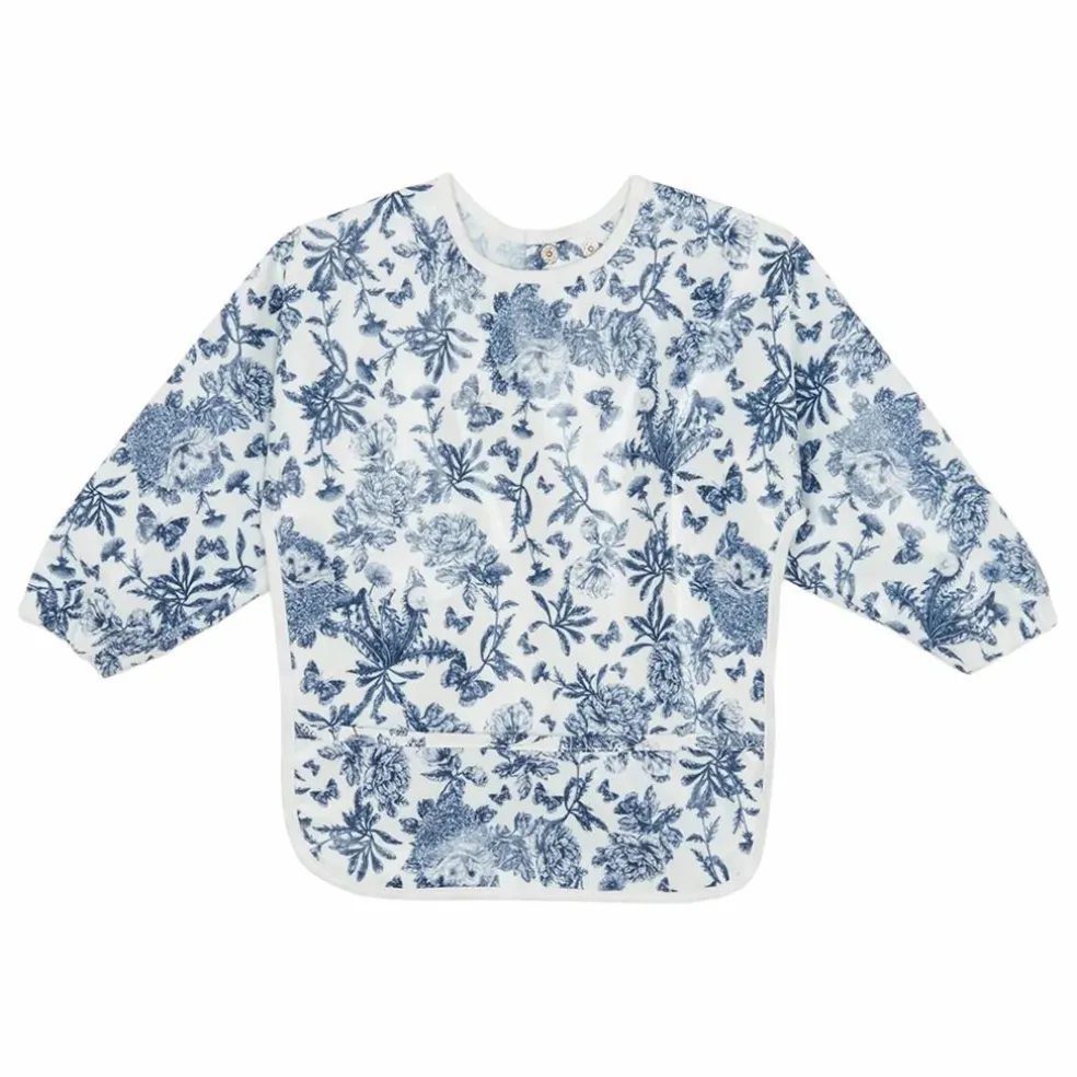 Bavoir à manches enduit Toile de Jouy | Bleu marine