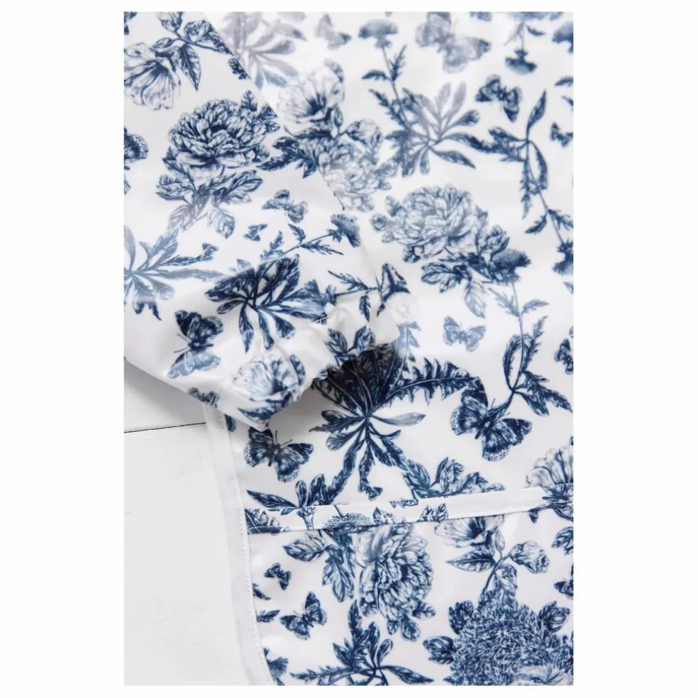 Bavoir à manches enduit Toile de Jouy | Bleu marine